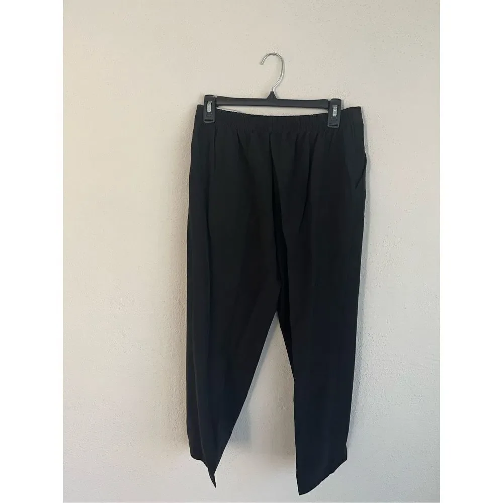 Laura Scott Woman Black Poly Pull On Pant Full Length, Size 10PS
